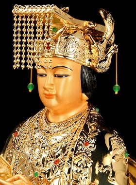 鎏金铜妈祖天上j圣母林默天后娘娘湄洲岛海神娘娘雕像摆件家居装