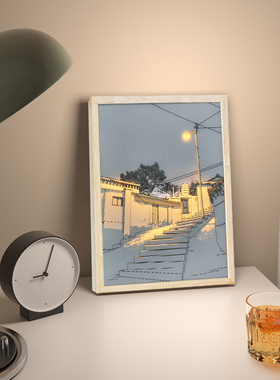 床头is灯光画j桌面素描小夜灯装饰摆件装饰画送女友礼物相框灯画