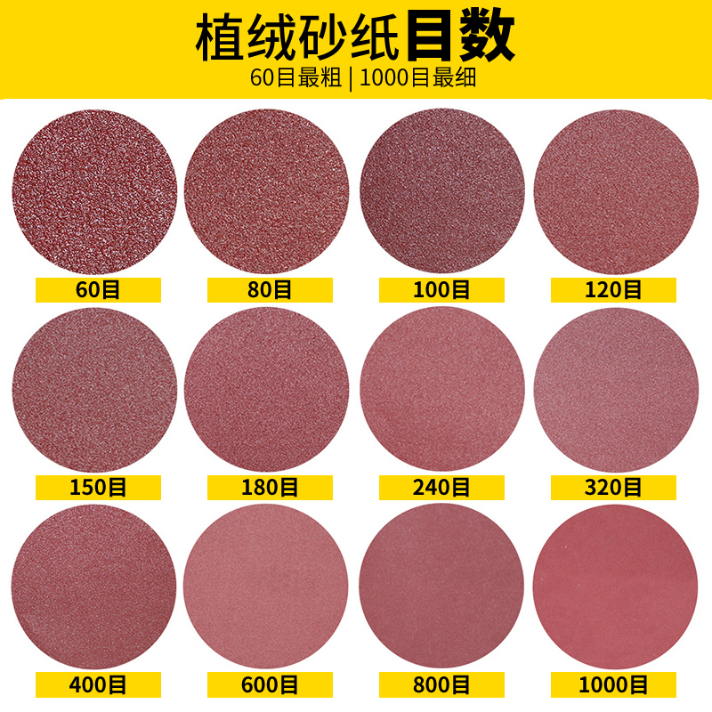 角磨机砂纸自粘盘4寸砂纸片手电钻沙纸植绒打磨机抛光圆形打磨片 - 图2