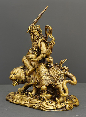 纯铜武财神赵公明骑虎铜摆件