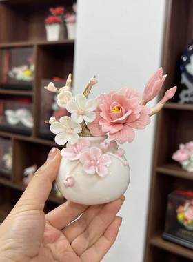 陶瓷花瓶手工花各种花型套组精美摆件茶台客厅装饰花景德镇德化