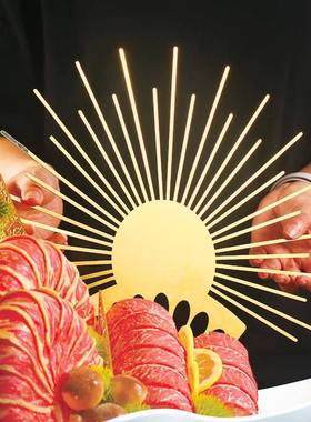 刺身摆盘海鲜姿造 铁艺背景盘摆件 酒店日料冷菜点缀冰雕装饰