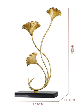 纯铜银杏叶创意摆件现代轻奢客厅电视柜茶几玄关酒柜北欧式装饰品