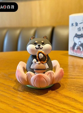 百茂原创佛系好运莲o莲木鱼猪猪汽车摆件可爱精致树脂公仔桌面礼