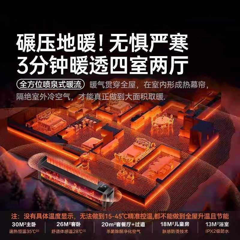 踢脚线石墨烯取暖器家用节能速热全屋大面积防水地暖风机电暖气冬,淘宝优惠券,粉丝福利购,淘宝优惠卷