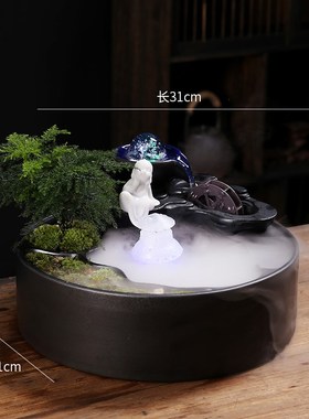 Cambrass创意流水生财招财办公室桌面装饰品茶几T喷泉摆件开业礼