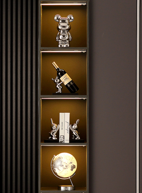 轻奢风大象一家三四口陶瓷装饰客厅电视柜酒柜高档家居摆饰高级感