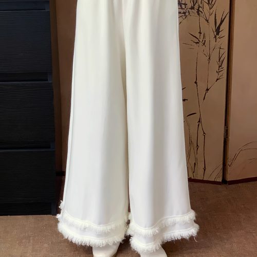 瑶西【京遥】冬季新款宽松加绒保暖花边国风新中式裤子 - 图3