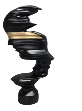 现代简约抽象人物黑砂岩雕塑摆件样板间8H7163创意玄关落地艺术软