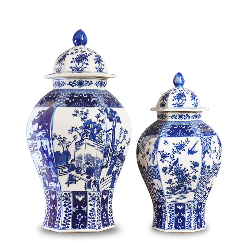 景德镇陶瓷花瓶新中式将军罐摆件青花客厅玄关电视柜博古架软装,淘宝优惠券,粉丝福利购,淘宝优惠卷