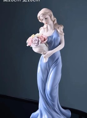 欧式家居装饰g品陶瓷摆件客厅酒柜电视柜房间西洋美女陶瓷工艺品