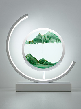 流沙画沙漏台灯艺术摆件动态书房书桌办公室装饰品生日创意山水画