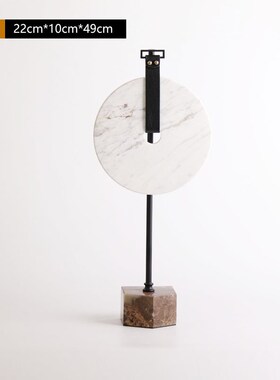 新中式玉石平安扣玉扣摆件家居客厅玄G关柜软装饰品样板房金属摆