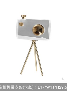 现代轻奢高档水晶相机留声机金属A桌面摆件领导办公室橱窗软装陈