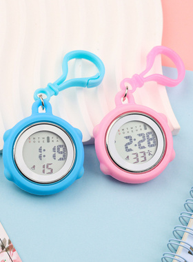 高档多功能三色LCD吊坠挂钟表夜