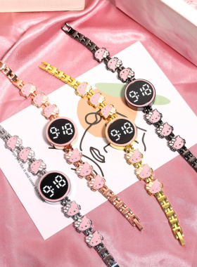 新款创意KT猫卡通钢带手链表时尚