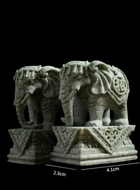 青石聚财吸水招财象一对吉祥摆件户外客厅家居办公桌镇.家之宝装