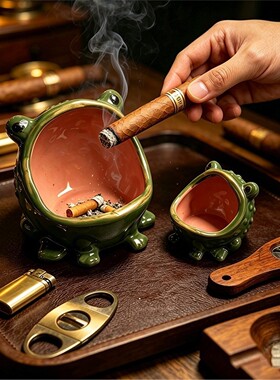 跨境创意陶瓷烟灰缸大嘴青蛙调味罐糖果盐罐厨房家居桌面装饰摆件