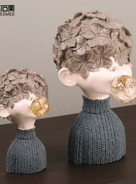 北欧轻奢艺术感摆件简约现代客厅书架酒柜家居创意工艺雕塑装饰品