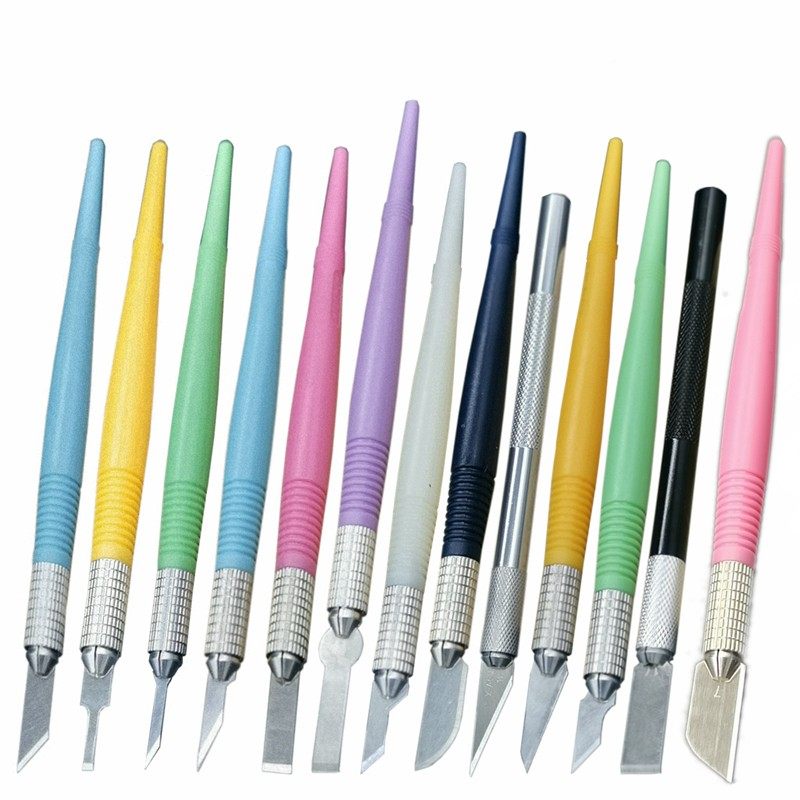 雕刻刀金属塑胶彩色手柄4号平口11号尖头平铲维修纸雕刻橡皮刀片,淘宝优惠券,粉丝福利购,淘宝优惠卷