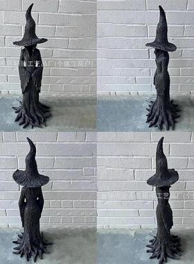 跨境新Enchanting Witch Statue 魔法女巫雕像树脂万圣节桌面装饰