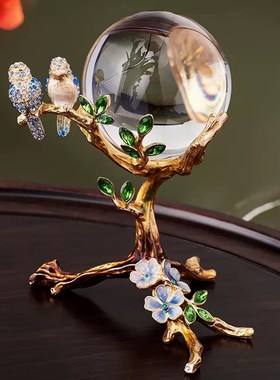 高端轻奢新中g式珐琅彩水晶球摆件好运来招财客厅玄关开业乔迁送