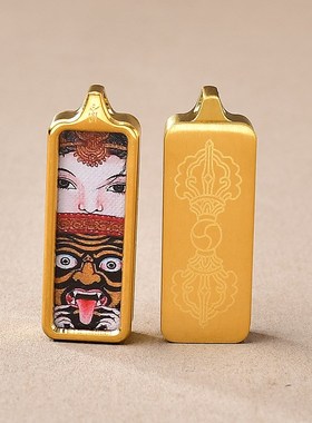 新款迷你小唐卡黄财神吊坠本命佛绿度母扎基拉姆R藏式唐卡吊坠钛