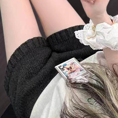 2026女装灰色冬季针织辣妹打底短裤秋季显瘦高腰修身百搭休闲裤子 - 图2