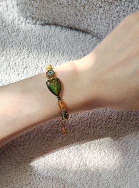 原创设计绿色文艺琉璃手链民族风