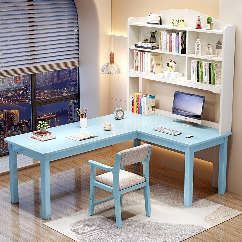 转角书桌一体书架电脑桌学生家用工作台式办公桌实木卧室写字桌子,淘宝优惠券,粉丝福利购,淘宝优惠卷