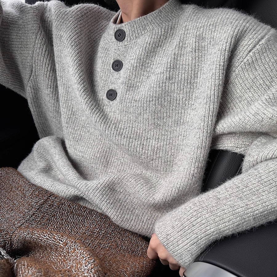 NEVERNEED亨利领套头毛衣男秋冬季美式慵懒风含绵羊毛针织衫外套,淘宝优惠券,粉丝福利购,淘宝优惠卷