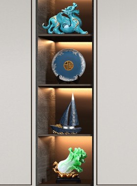 新中式书房办公室茶室酒柜装饰品摆F件家居客厅高端大气摆设品酒