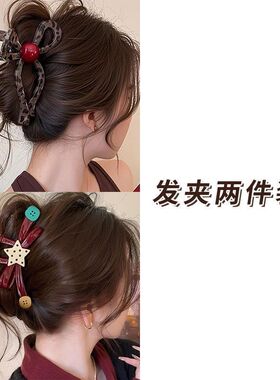 大号新款趣味撞色波点半扎盘发