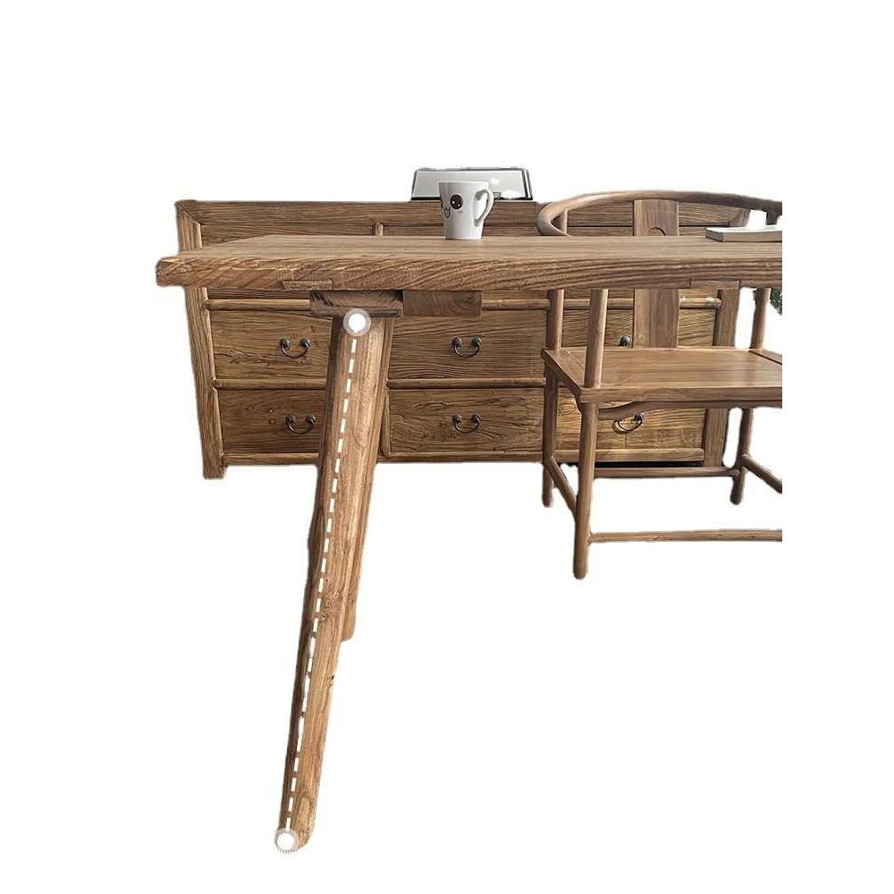 老榆木书桌老门板茶桌家用餐桌老木板吧台复古茶几实木小桌子 - 图3