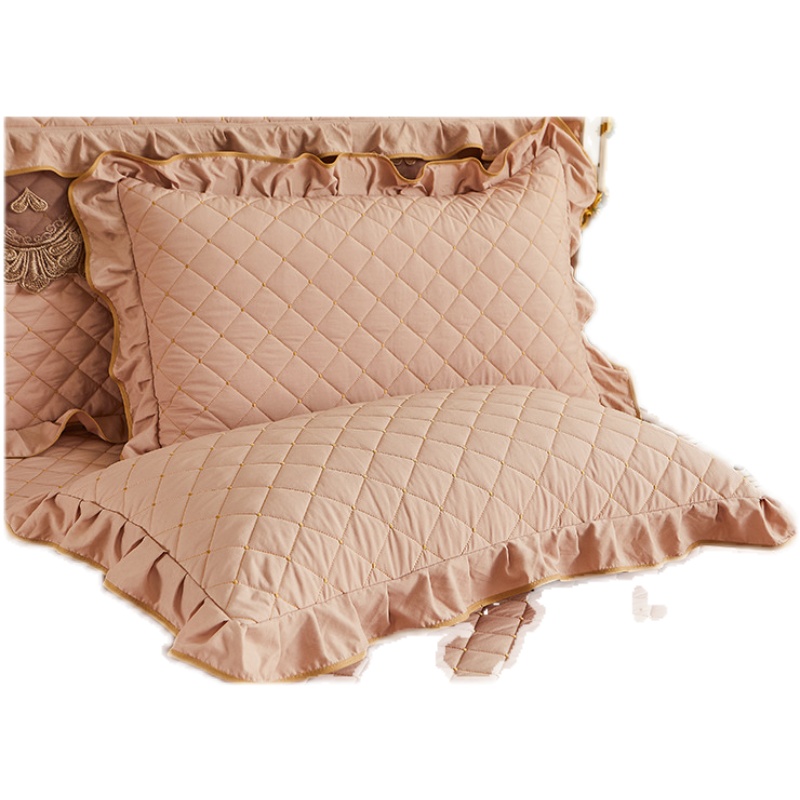 夹棉枕套一对装加厚保暖花边枕头套全棉学生单人拉链式加棉枕芯套 - 图3