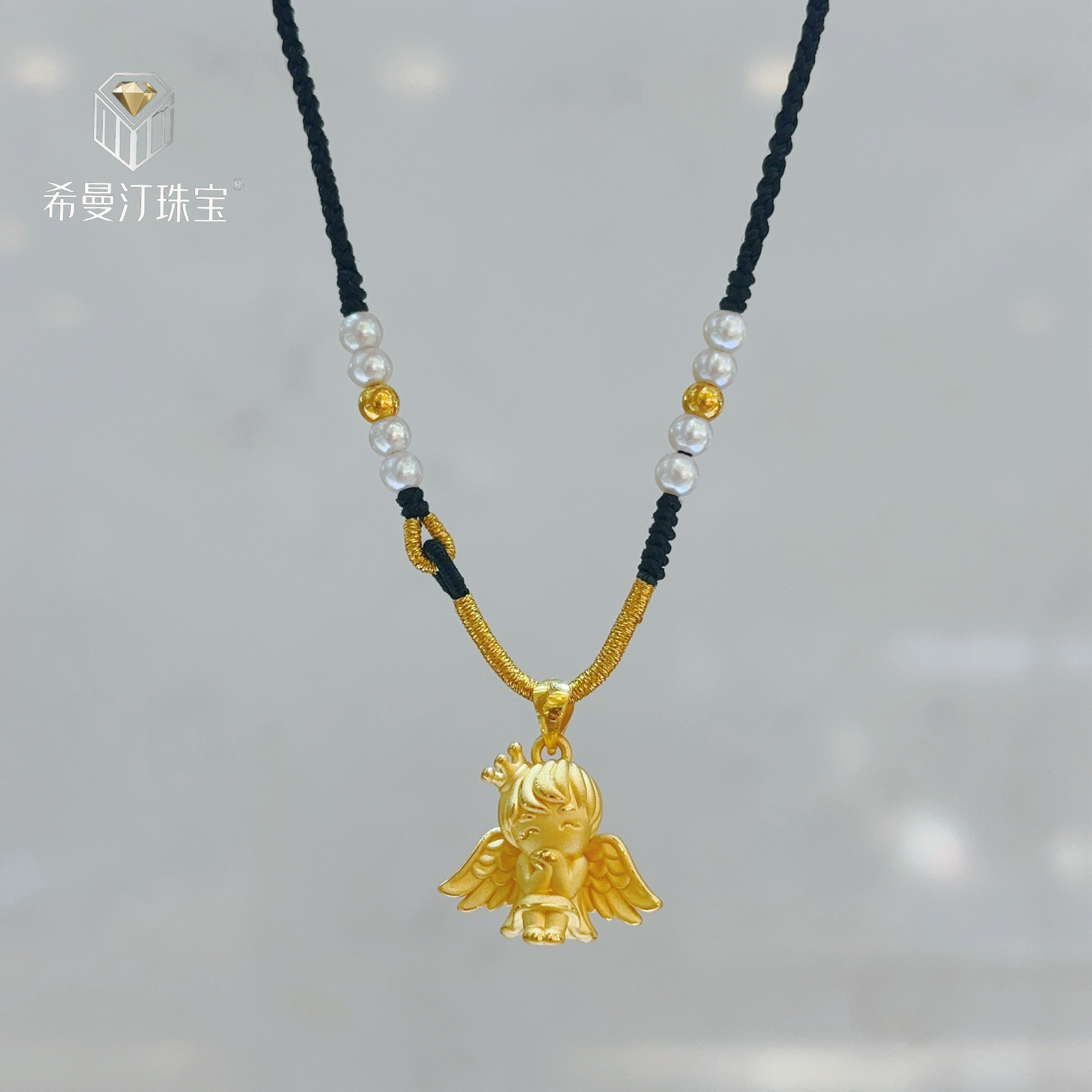 希曼汀黄金天使吊坠女足金999小福星宝宝挂坠纯金项链情人节礼物,淘宝优惠券,粉丝福利购,淘宝优惠卷