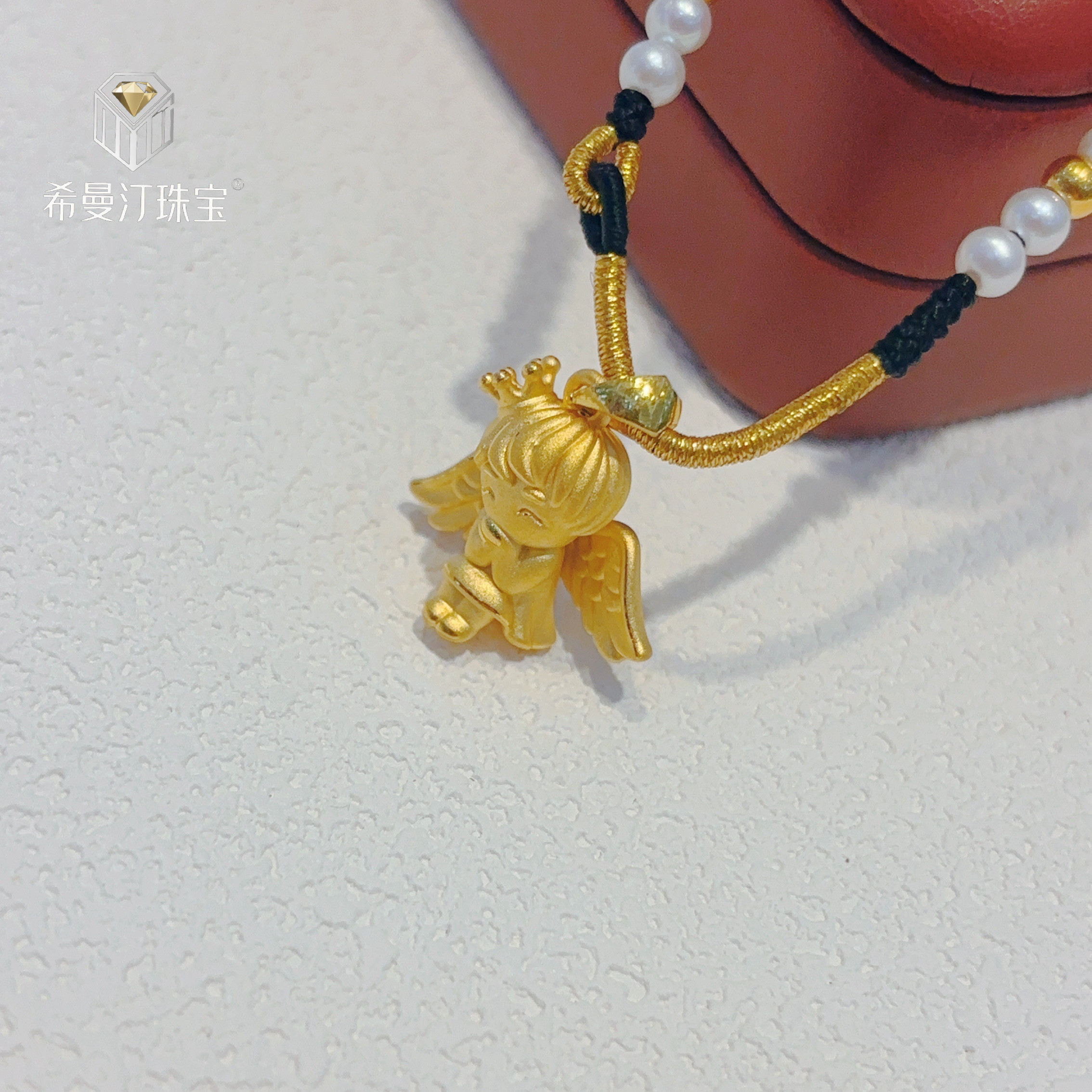 希曼汀黄金天使吊坠女足金999小福星宝宝挂坠纯金项链情人节礼物,淘宝优惠券,粉丝福利购,淘宝优惠卷