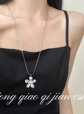 韩版抽拉式花朵项链新款小仙女