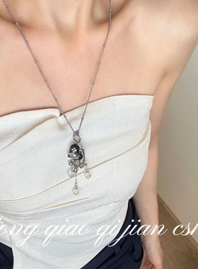 彩色滴釉爱心土星吊坠项链女甜酷