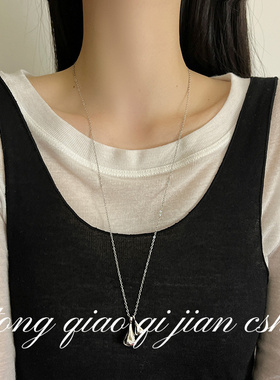 小众设计感双水滴吊坠项链小仙女
