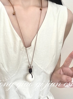 新中式复古民族风禅意长款毛衣链