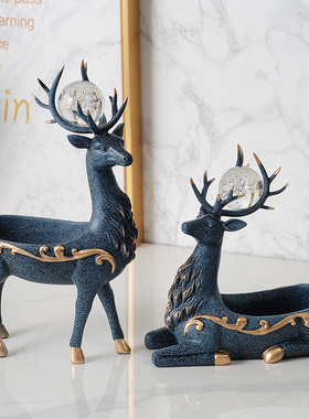 水晶球小鹿中式客厅酒柜装饰品现代家居饰品书房博古架工艺品