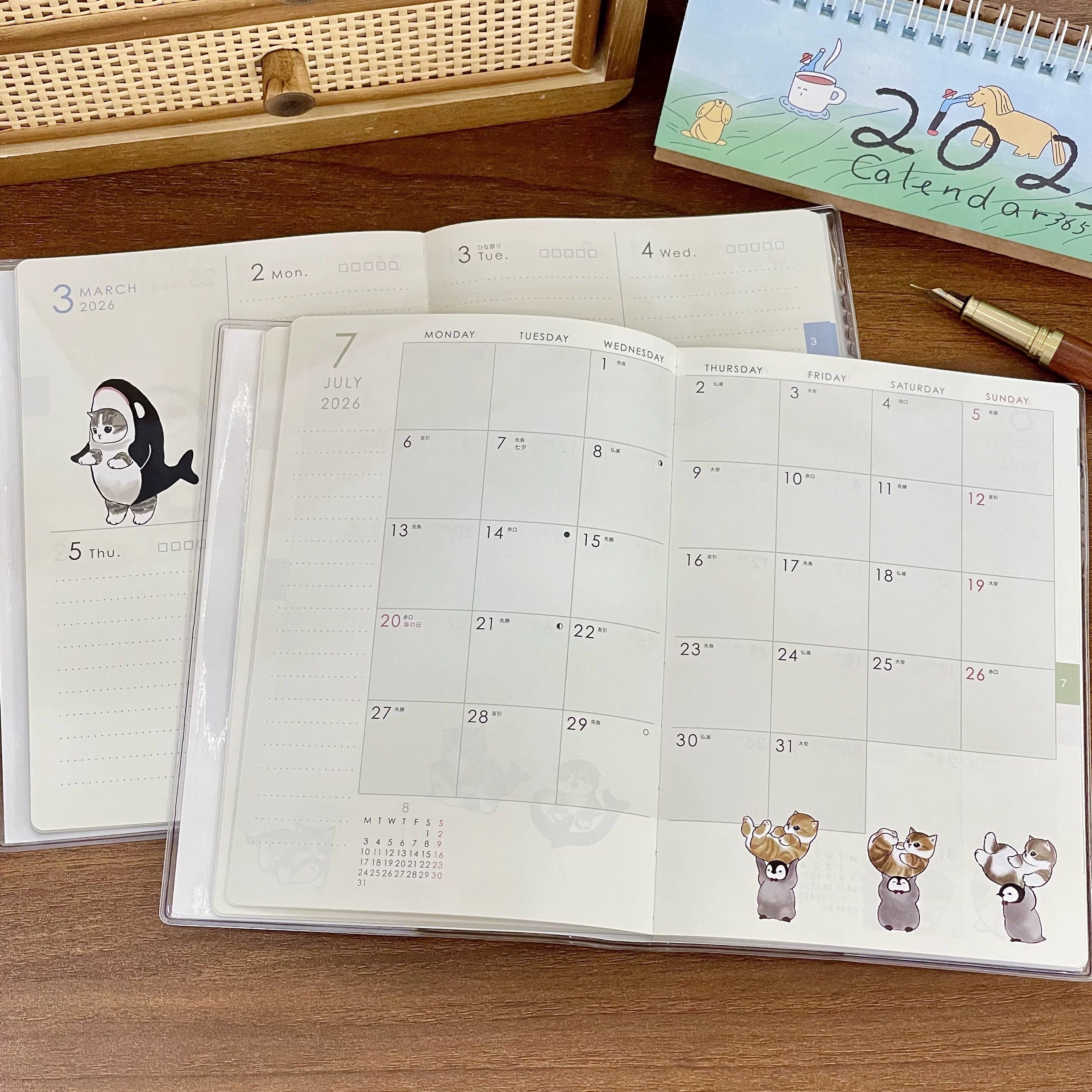 2026年B6鲨鱼猫每日周计划打卡日程本学生彩色内页手账记事笔记本,淘宝优惠券,粉丝福利购,淘宝优惠卷