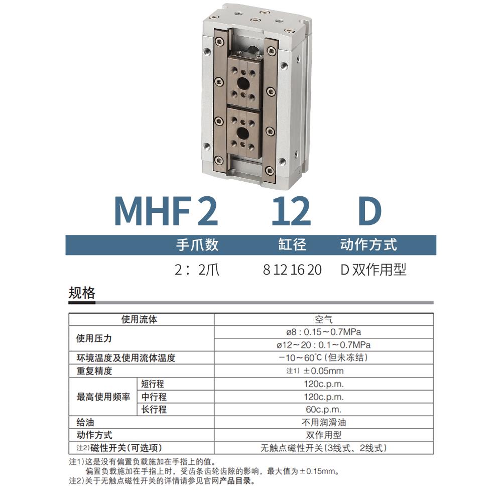 MHF2-8D气动手指HFD12*10气缸平行滑台16D/20D/D1/D2/D1R薄型气爪 - 图1
