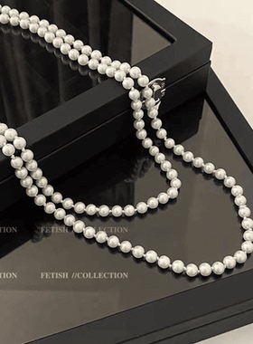 【设计师推荐】长款珍珠项链小众高级锁骨链毛衣链轻奢硬质合金