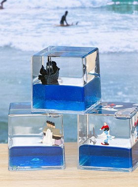 地中海漂浮帆船漂流瓶入油液体油滴沙漏解压桌面装饰小礼品