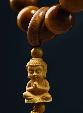 天然金丝楠木手持大尺寸宝宝佛流苏车挂件文玩软木新中式楠木手串