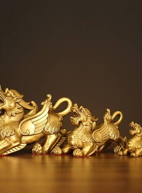 厂家霸王貔貅黄铜貔恘一对貔犰客厅家居装饰办公室皮丘