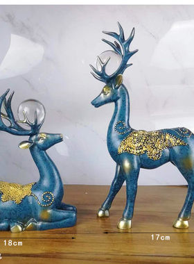 招财鹿家居办公室内客厅玄关电视酒柜装饰品桌面工艺礼品摆饰小摆