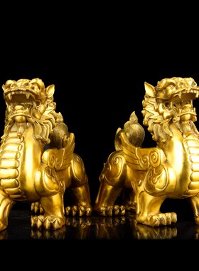 朴器 长2厘米大号铜对貔貅 公母一对 铜貔貅